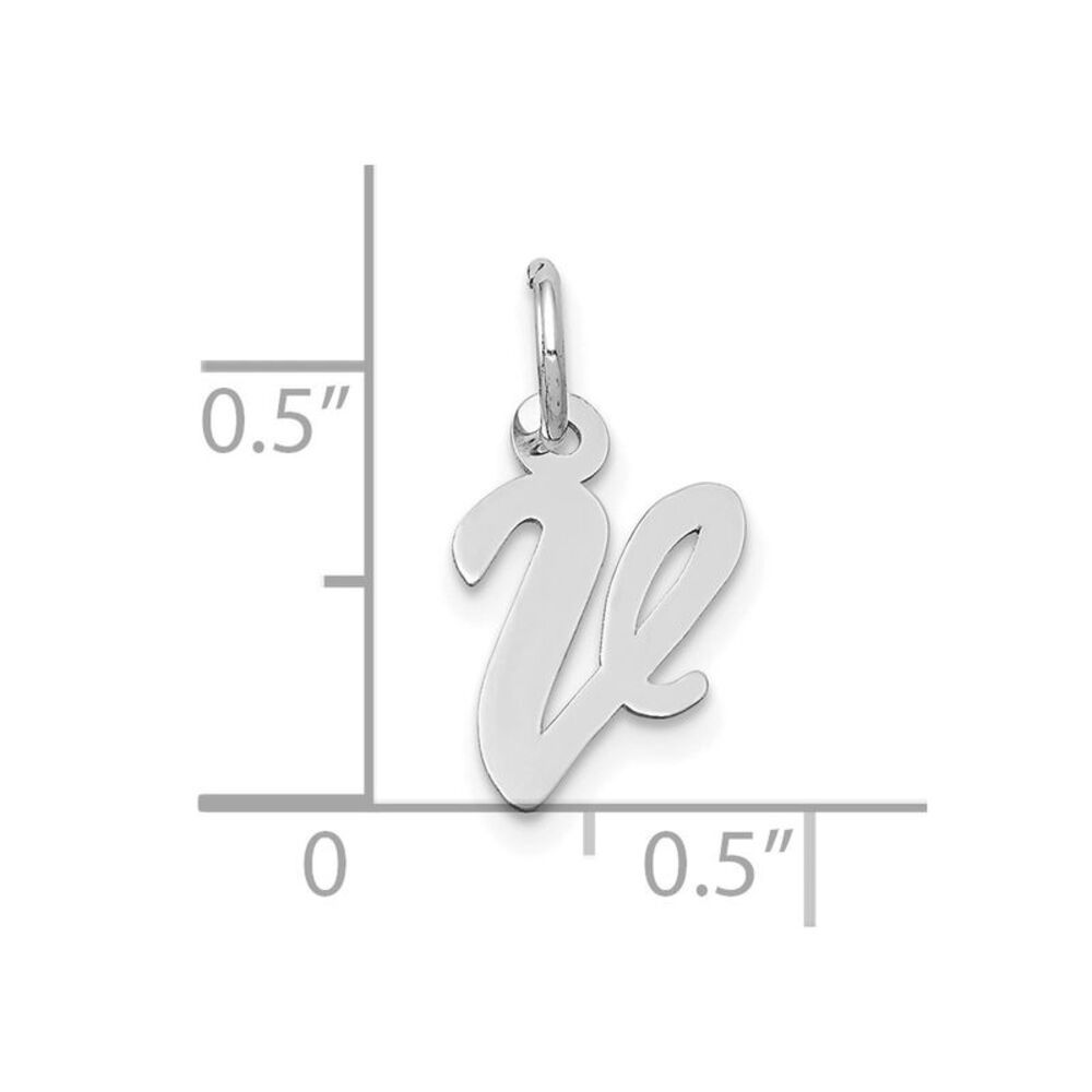 10k White Gold Small Script Initial V Charm - image 2